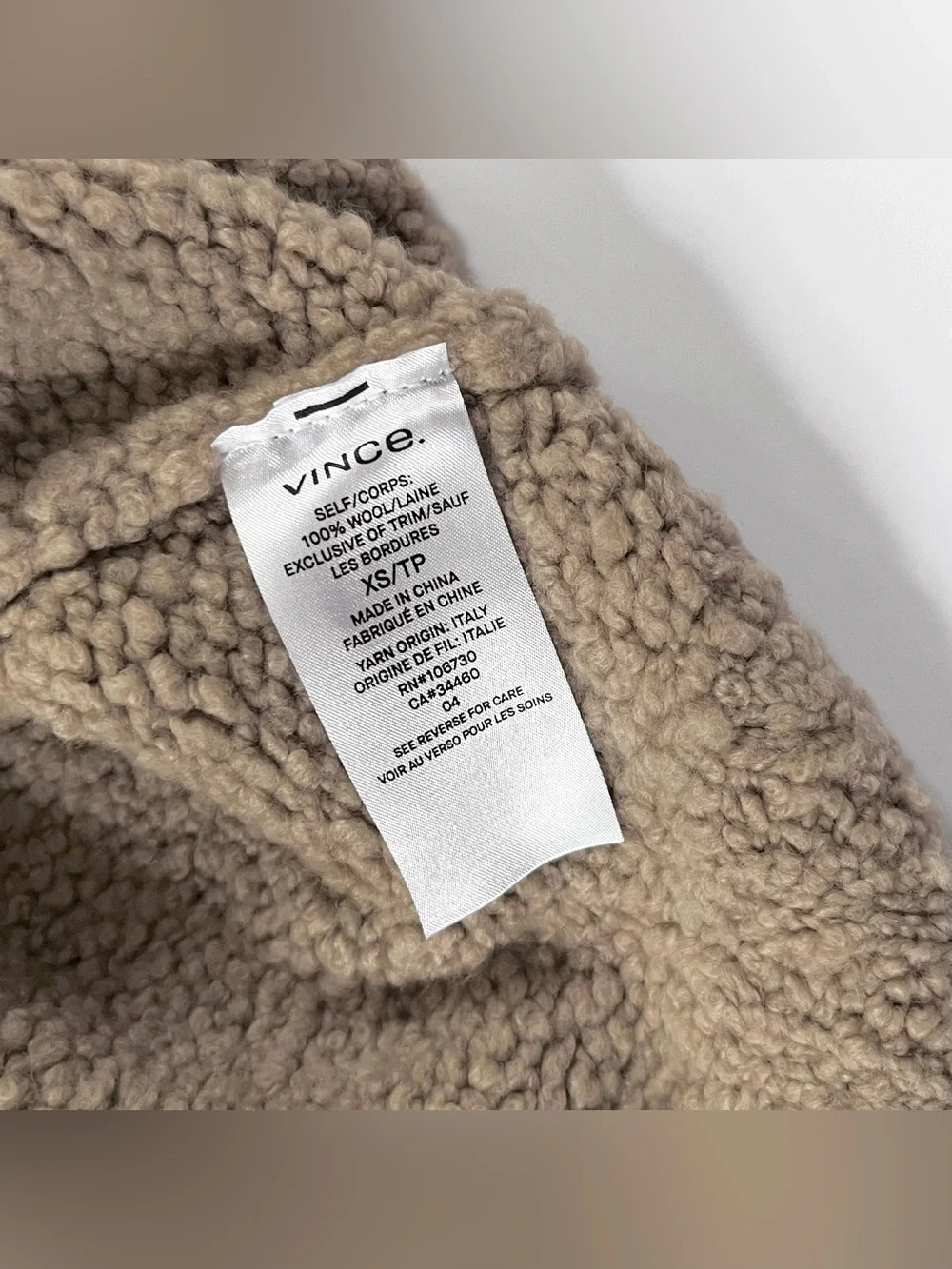 New NWOT Women’s Vince Oversized Soft Italian Knit Wool Sweater in Desert Clay